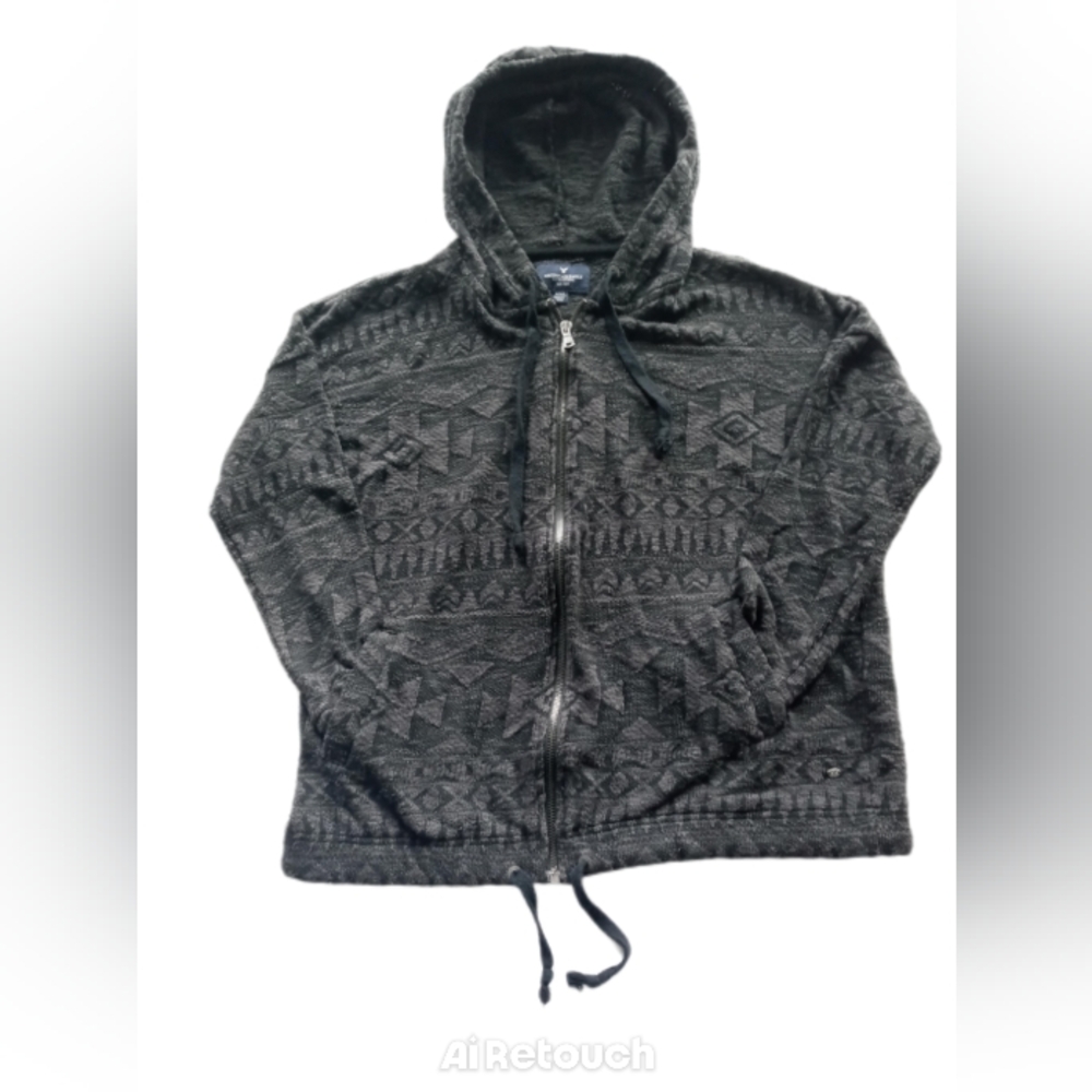 American Eagle Outfitter's Women's Sweater Jacket Hoodie, Size Medium, Black